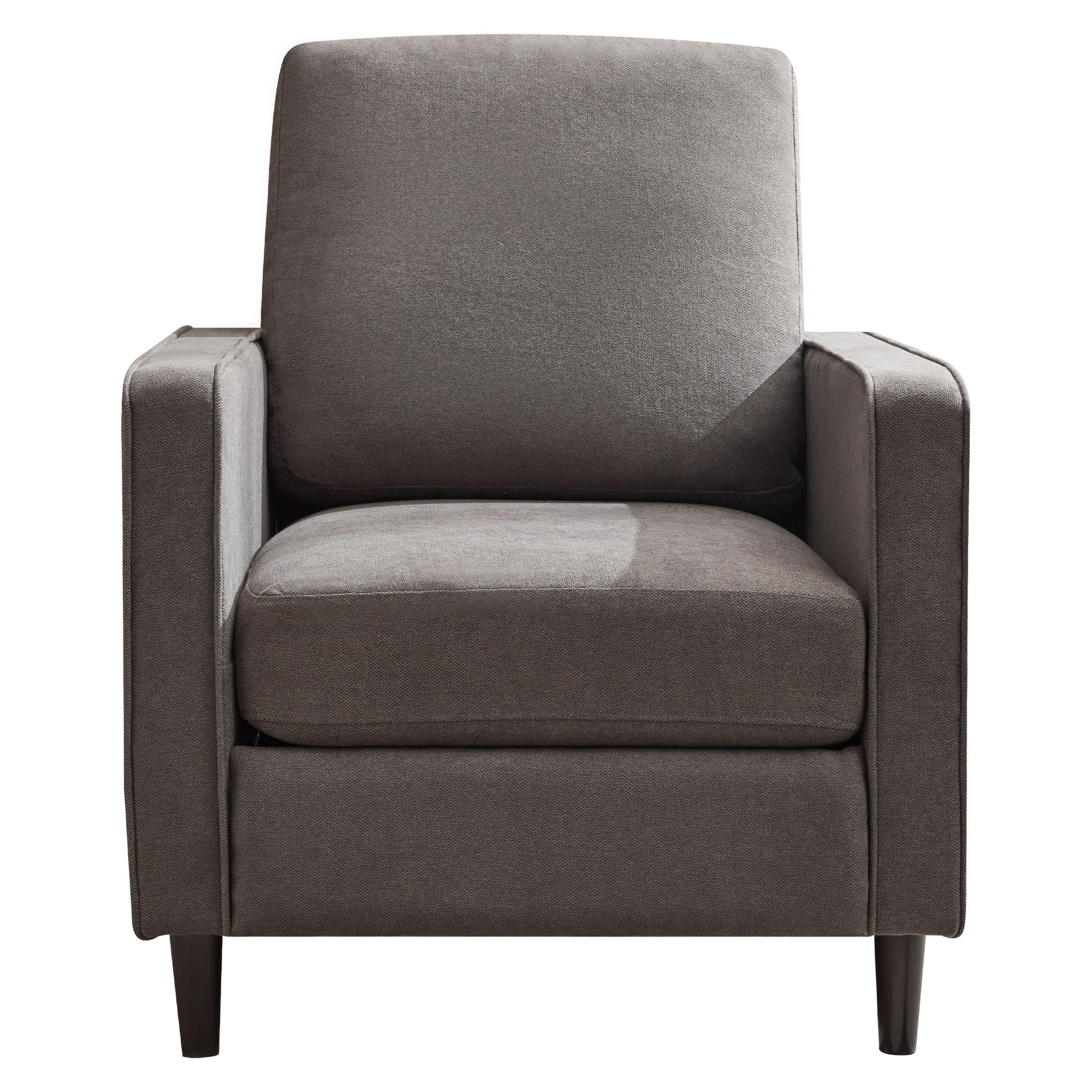 Mid Century Accent Chair ,Modern Linen Fabric Armchair For Living Room,Double Side Pockets, Comfortable And Padded Reading Feature Sofa Chair, Suitable For Bedrooms, Living Rooms, And Offices Dark Grey Linen