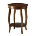 Walnut Round Side Table With Bottom Shelf Walnut Primary Living Space Shelves Round Wood