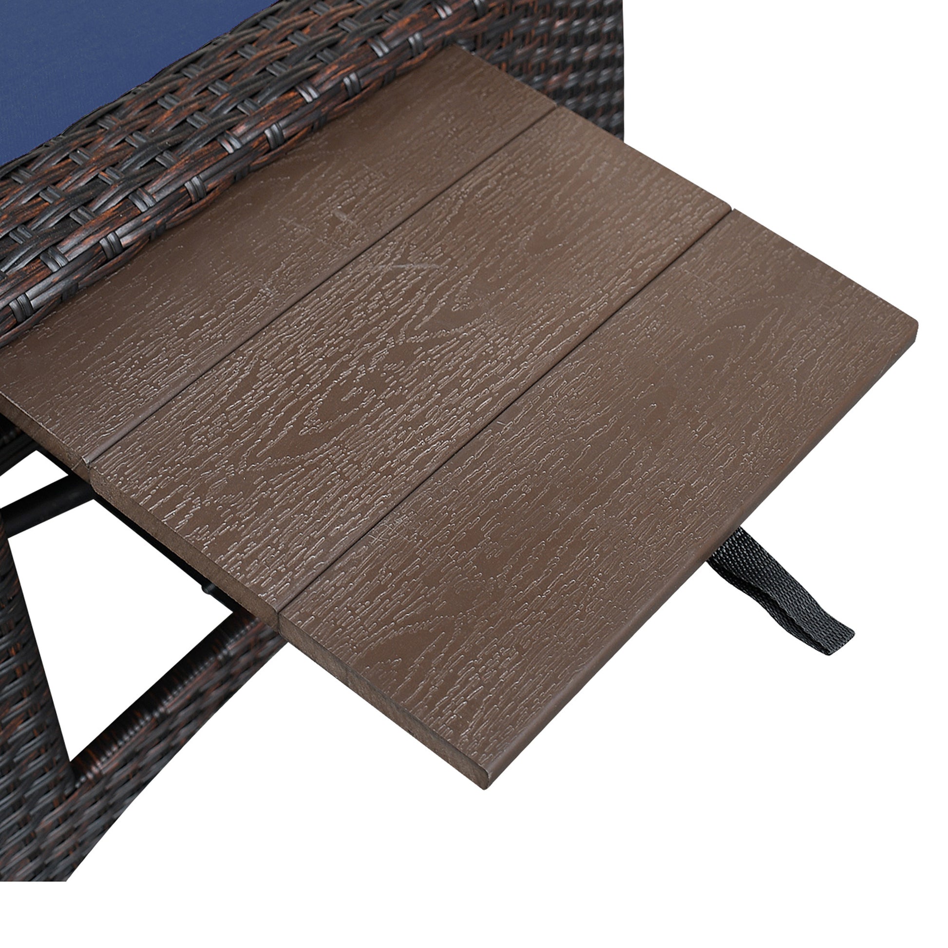 Outdoor Recliner Chair,Separate Adjustment Mechanism Pe Wicker Adjustable Reclining Lounge Chair And Removable Soft Cushion,Modern Armchair And Ergonomic For Home, Sunbathing Or Relaxation Navy Blue Yes Navy Blue Garden & Outdoor Modern Rattan Metal