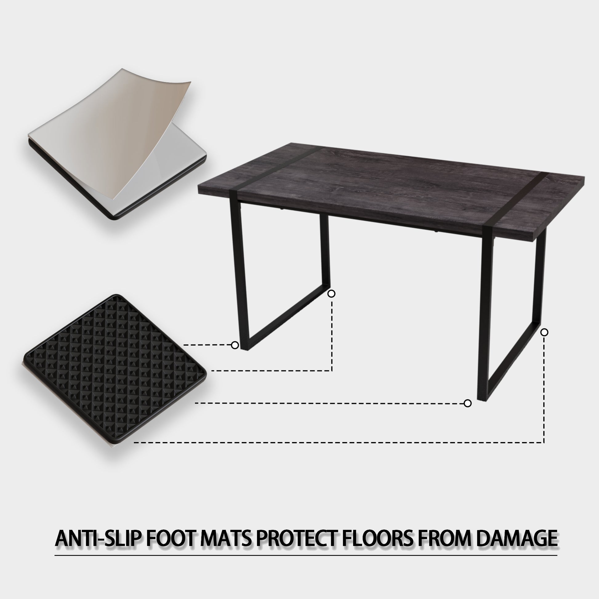 59 "Rural Industrial Rectangular Mdf Black Dining Table, 4 6 People, 1.5" Thick Engineering Wood Tabletop And Black Rectangular Metal Legs, Used For Writing Desk, Kitchen, Terrace, Dining Room Black Kitchen Mdf