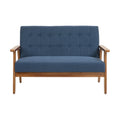 Coolmore Mid Century Modern Solid Loveseat Sofa Upholstered Linen Loveseat, 2 Seat Upholstered Loveseat Sofa Modern Couch Navy Linen 2 Seat