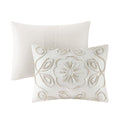3 Piece Tufted Cotton Chenille Coverlet Set Ivory Taupe Full Queen Ivory Taupe Cotton