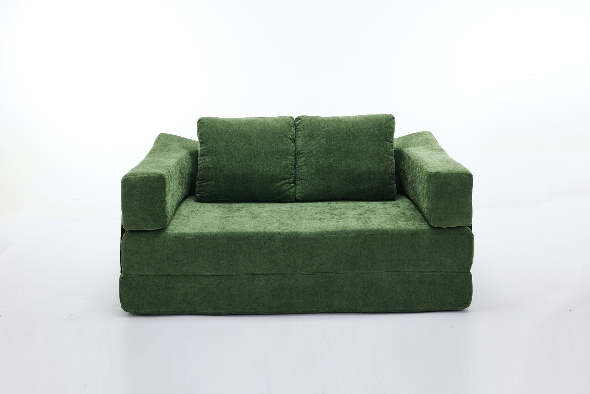 Modern Minimalist Sofa, Fold Out Sofa Bed, Convertible Chair Floor Couch & Sleeping Mattress For Living Room, Bedroom, Apartment, Removable Backrest, Green Green Chenille Soft Vintage Chenille 2 Seat
