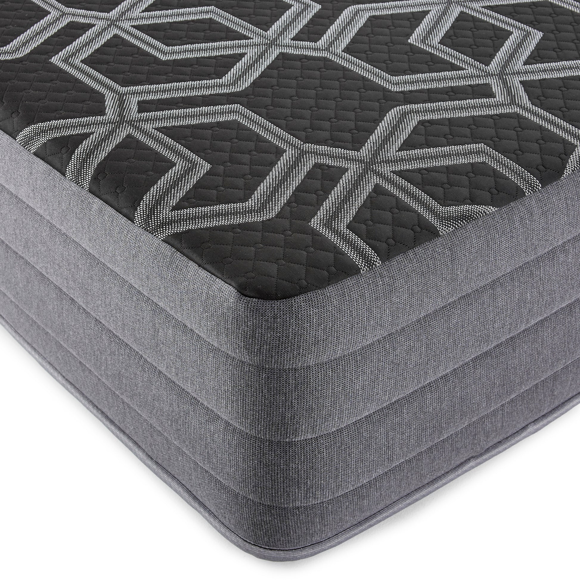12" Smooth Top Hybrid Medium Plush Queen Mattress Black Foam Spring Queen