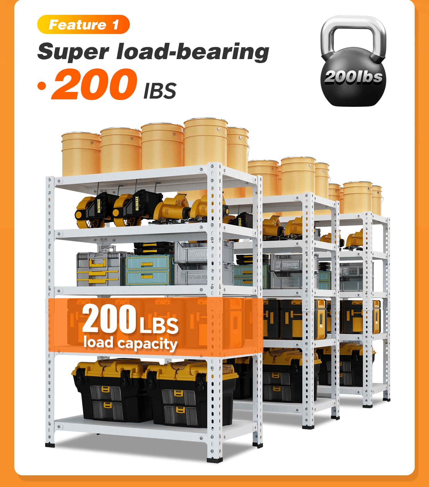 Household Storage Rack, Adjustable Display Rack, Basement Balcony Storage Rack, Carbon Steel Storage Rack, 100Cm * 40Cm * 180Cm, Five Floors White 5 White Etagere Primary Living Space Metal Contemporary Adjustable Shelves Metal