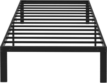 Twin Size Bed Frame, 14 Inch Platform Bed No Box Spring Needed, Sturdy Metal Bed Frame Twin Size, Storage Space Under The Bed Heavy Duty Frame Bed, Black Black Metal