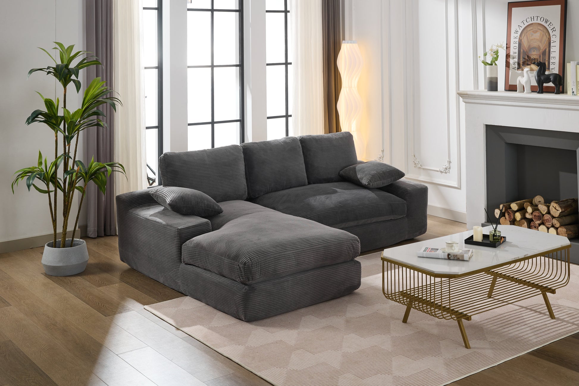 99*69" Modular Sectional Living Room Sofa Set, Modern Minimalist Style Couch, Upholstered Sleeper Sofa For Living Room, Bedroom, 2 Pc Free Combination, Installation Free Sofa, L Shape, Grey Grey Primary Living Space Soft Minimalist,Modern Foam Spring 4