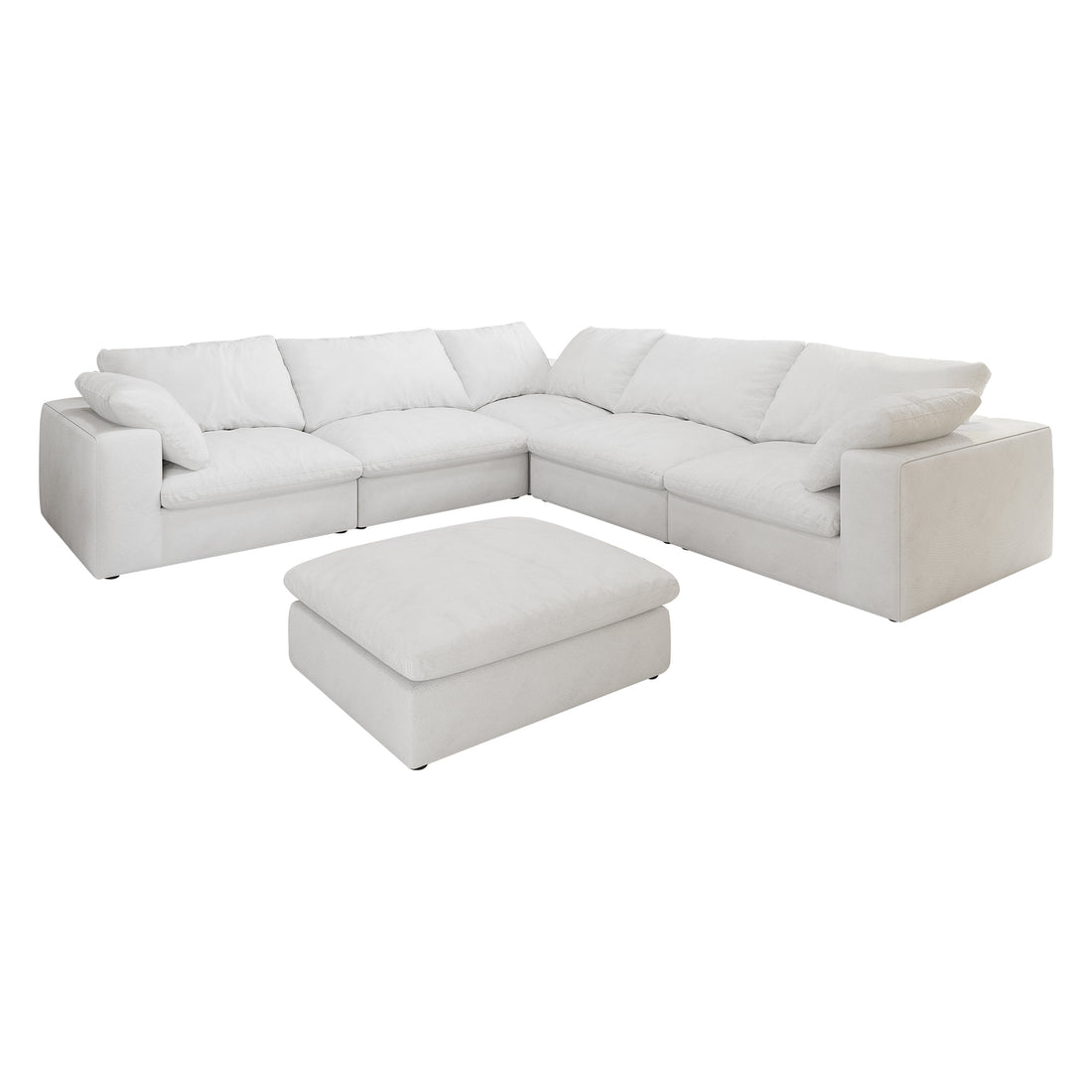 Oversized 160" Cloud Modular Sectional Sofa With Storage Ottomans, V Shaped Minimalist Sofa Couch, 6Seaters Convertible Couch Deep Seat Couches For Living Room 6Seaters White Down Filling,Fabric,Foam 6 Seat