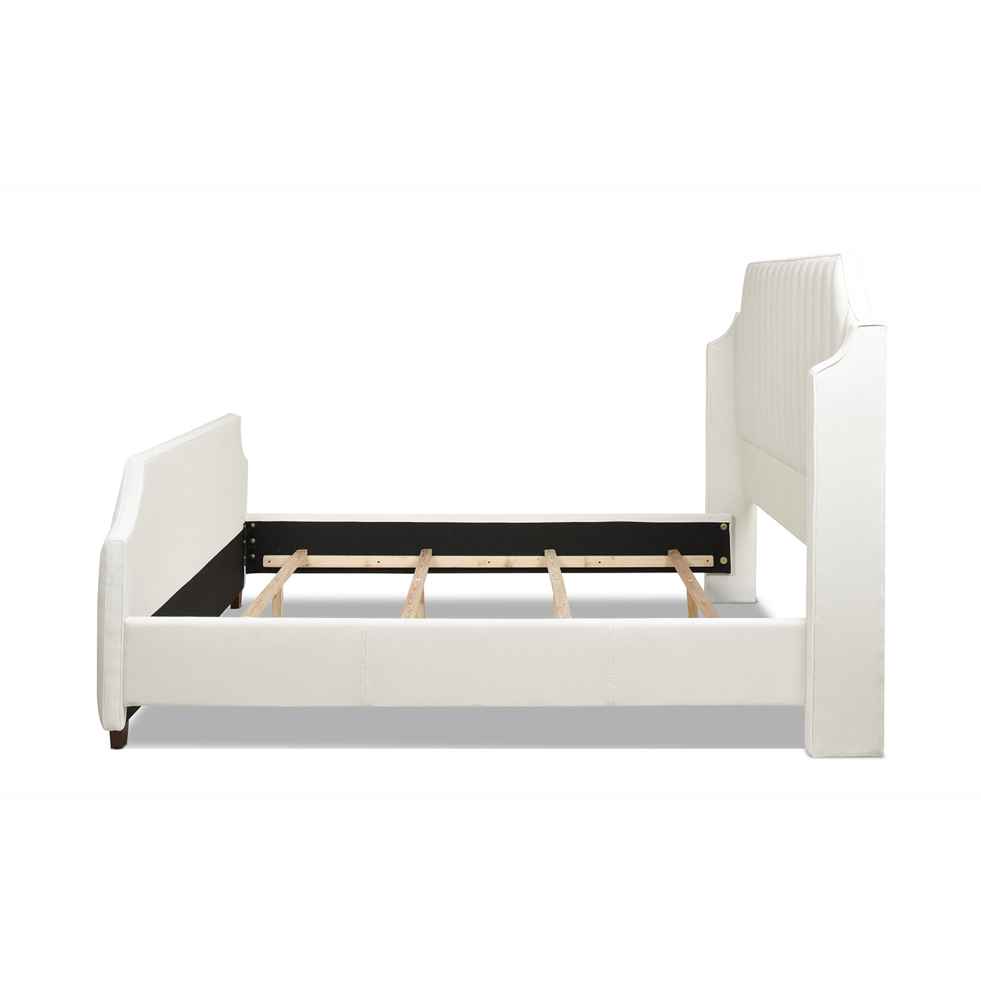 Addison King Channel Tufted Panel Bed Frame, Cloud White Performance Velvet Box Spring Required King White Wood Foam Velvet Velvet