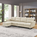 Modern Sofa 3 Seat Couch With Stainless Steel Trim And Metal Legs For Living Room,Package Compression Sofa Technology,Beige Beige Foam 3 Seat