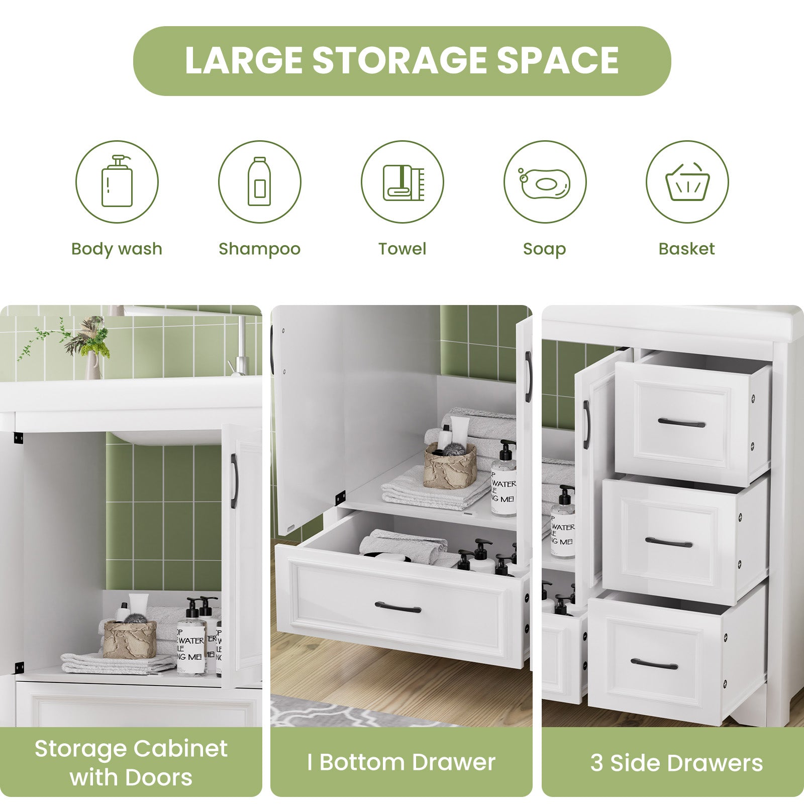Sinks Rectangular 36 Inch Bathroom Sinks, Modern Rectangular Countertop Bathroom Sinks, Porcelain Ceramic Bathroom Sinks.White, 36''W X 20''D Sink Only. White Ceramic