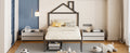 Twin Size Metal Platform Bed With Two Drawers,House Shaped Headboard Design, Black Twin Black Metal