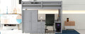 Full Size Loft Bed With Wardrobe, Desk And Storage Drawers, Gray Full Gray Pine