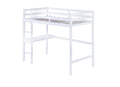 Twin High Loft Bed, Rubber Wood Loft Bed With Safety Guardrail, Built In Desk, Ladder,White Twin White Rubber Wood