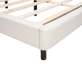 Queen Size Upholstered Platform Bed With Led Lights And U Shaped Headboard, Linen Fabric, Beige Queen Beige Wood Metal