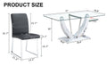 Table And Chair Set, Large Modern Rectangular Glass Table, Can Accommodate 6 8 People, Equipped With A 0.39 Inch Tempered Glass Tabletop And Mdf Table Legs.Paired With Comfortable And Soft Chairs. Black Mdf Glass