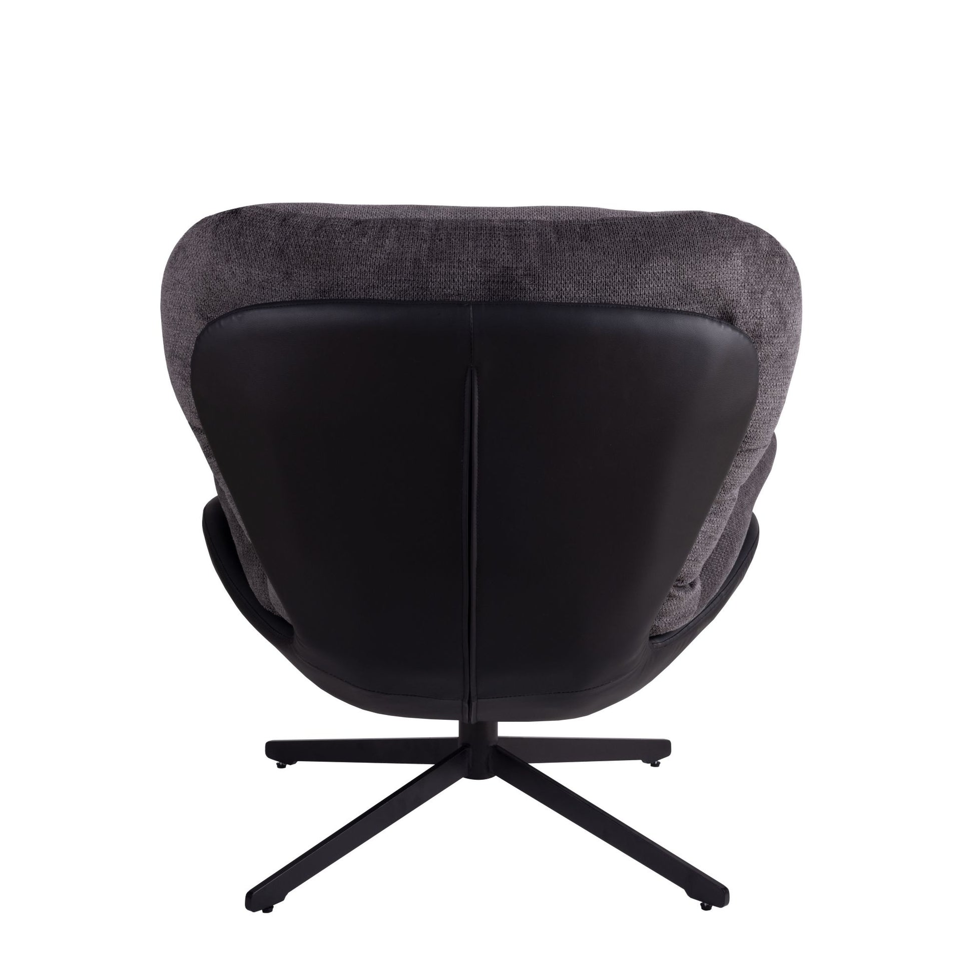 360 Swivel Accent Chair, Modern Chenille Lounge Chair With Faux Leather And Black Metal Base Frame, Comfortable Reading Chair For Small Spaces, Living Room, Bedroom, Reading Corner, Office, Dark Gray Black,Dark Gray Brown Primary Living Space