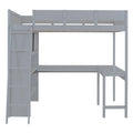 Full Size Loft Bed With Desk And Shelf Gray Full Gray Solid Wood