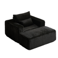 62.5 Inch Corduroy Sponge Sofa Lounge Chair With Removable Footrest,No Assembly Required,Fluffy Modern Sleeper Chair For Indoor Living Room Bedroom Black Foam Corduroy 1 Seat