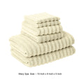 Cora 6 Piece Soft Egyptian Cotton Towel Set, Classic Textured Design, Cream Cream Cotton