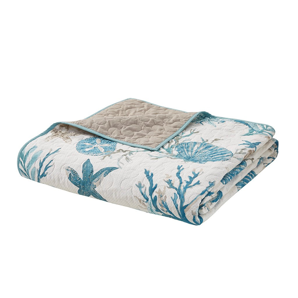 6 Piece Cotton Sateen Quilt Set With Throw Pillows Aqua King Cal King King Aqua Cotton