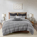 Cotton Jacquard Comforter Mini Set Grey Black Full Queen Queen Grey Black Cotton