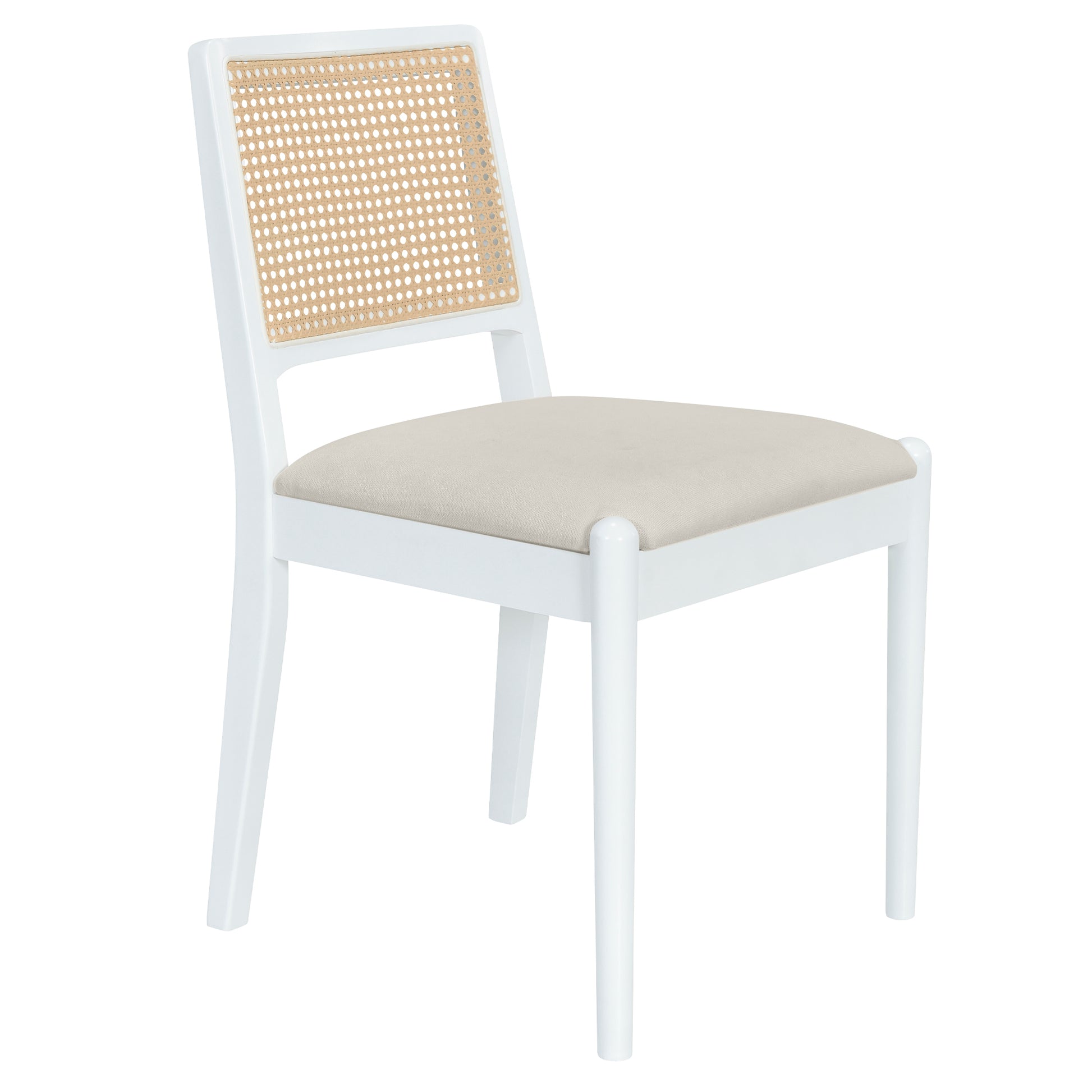 5 Piece Rattan Round Dining Table Set, Wood Table With Hexagonal Base And Upholstered Chairs For Dining Room, Kitchen,Indoor Use, White Beige Wood Dining Room Solid Wood Rubberwood Round Dining Table With Chair Wood Wood White Seats 4 Traditional Round