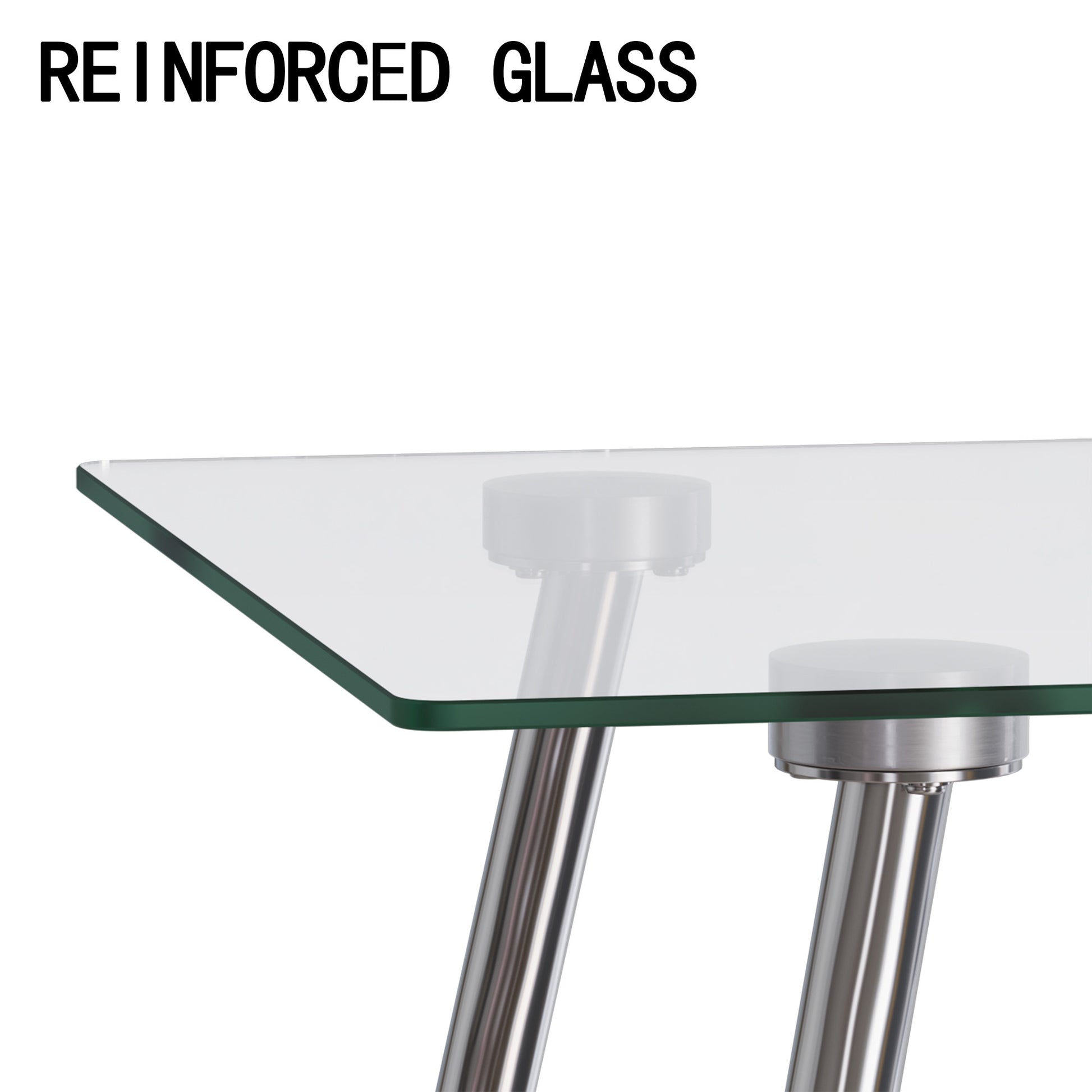 Glass Dining Table, Modern Rectangular Table With Tempered Glass Tabletop & Sliver Metal Legs, Simplistic Kitchen Table, 51 X 27.5 X 29.5 Inch, Versatile Table For Home Office Transparent Glass