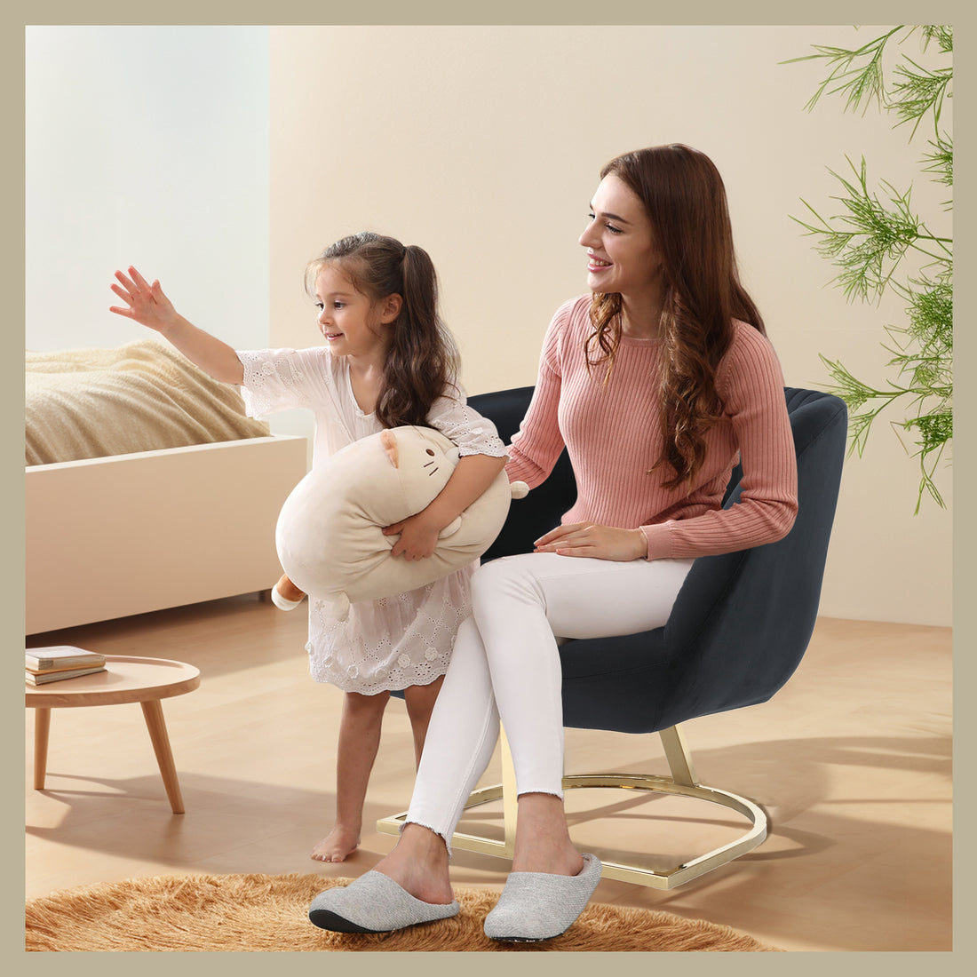 Coolmore Modern Chair With Velvet Fabric, Mid Century Chair With Wide Upholstered, Armchair For Living Room, Lounge, Bedroom Black Black Primary Living Space Foam Velvet