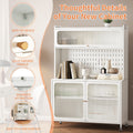 Kitchen Pantry Cabinet, Tall Storage Cabinet With Glass Doors & Adjustable Shelves, Cabinet Cupboard For Kitchen, Living Room, Dinning Room, White White Kitchen Modern Glass Doors Steel