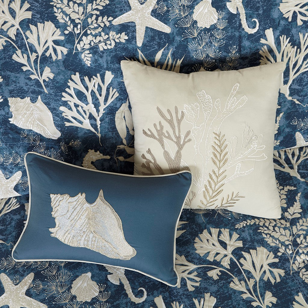 7 Piece Cotton Sateen Comforter Set Blue Queen Queen Blue Polyester
