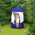 Outsunny Portable Shower Tent, Privacy Shelter, Camping Dressing Changing Tent Room With Solar Shower Bag, Floor And Carrying Bag, Blue Blue Oxford Fabric