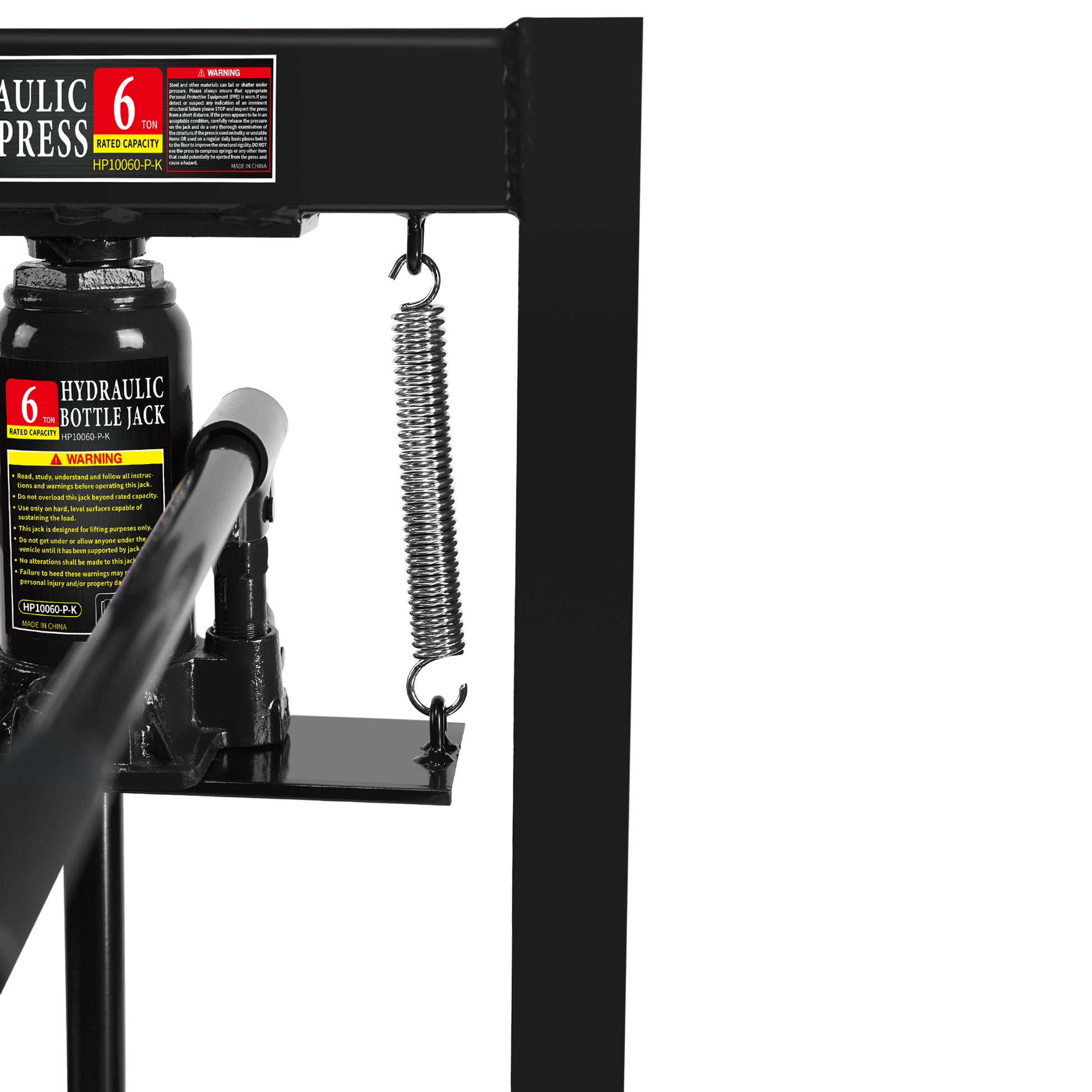 6 Ton Hydraulic Shop Floor Press, With Pressure Gauge Steel H Frame Shop Press With Steel Plates Adjustable Working Table, Black Black Steel