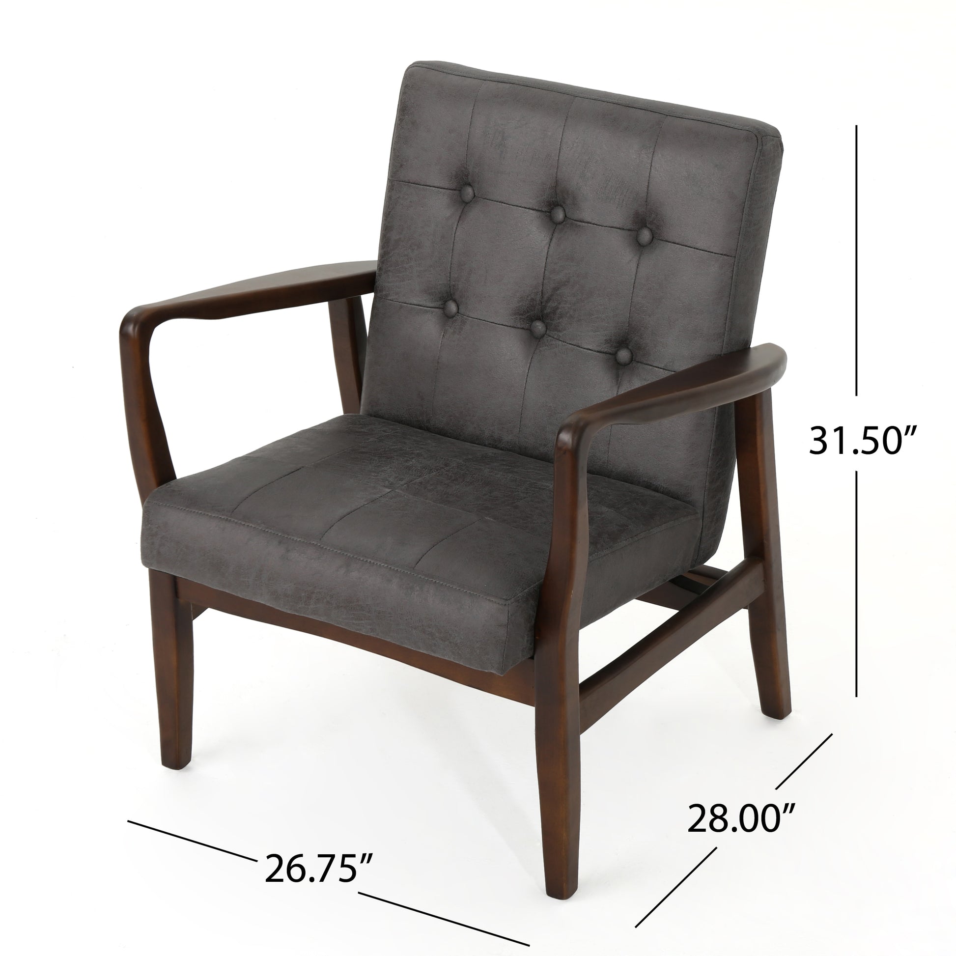 Club Chair, Mid Century Modern Microfiber Club Chair With Wood Frame Slate Microfiber