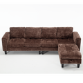 Arrived 5 Seat Modular Sofa,With Storage Ottoman, Convertible Sectional Sofa, L Shaped Couchreversible Chaise ,Riveted Sofa,Chenille, Brown Brown Polyester Wood Primary Living Space Medium Soft Cushion Back Modern Square Arms Foam Metal & Wood 5 Seat