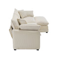 Corduroy Two Seater Sofa With 1 Footrest, L Shaped 2 Seater Sofa With Ottoman For Small Living Spaces, Light Beige Corduroy Sofa Beige Corduroy 2 Seat