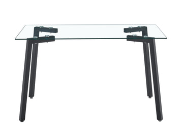 Glass Dining Table Transparent, 130*80* 8Mm Black Seats 4 Glass
