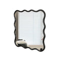 Solid Wood Wavy Square Mirror Black 36