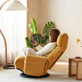 Adjustable Head And Waist, Game Chair, Lounge Chair In The Living Room, 360 Degree Rotatable Sofa Chair,Rotatable Seat Leisure Chair Deck Chair Yellow Metal Soft Cotton Metal