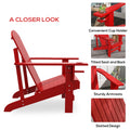 Outsunny Wooden Adirondack Chair, Outdoor Patio Lawn Chair With Cup Holder, Weather Resistant Lawn Furniture, Classic Lounge For Deck, Garden, Backyard, Fire Pit, Red Red Wood