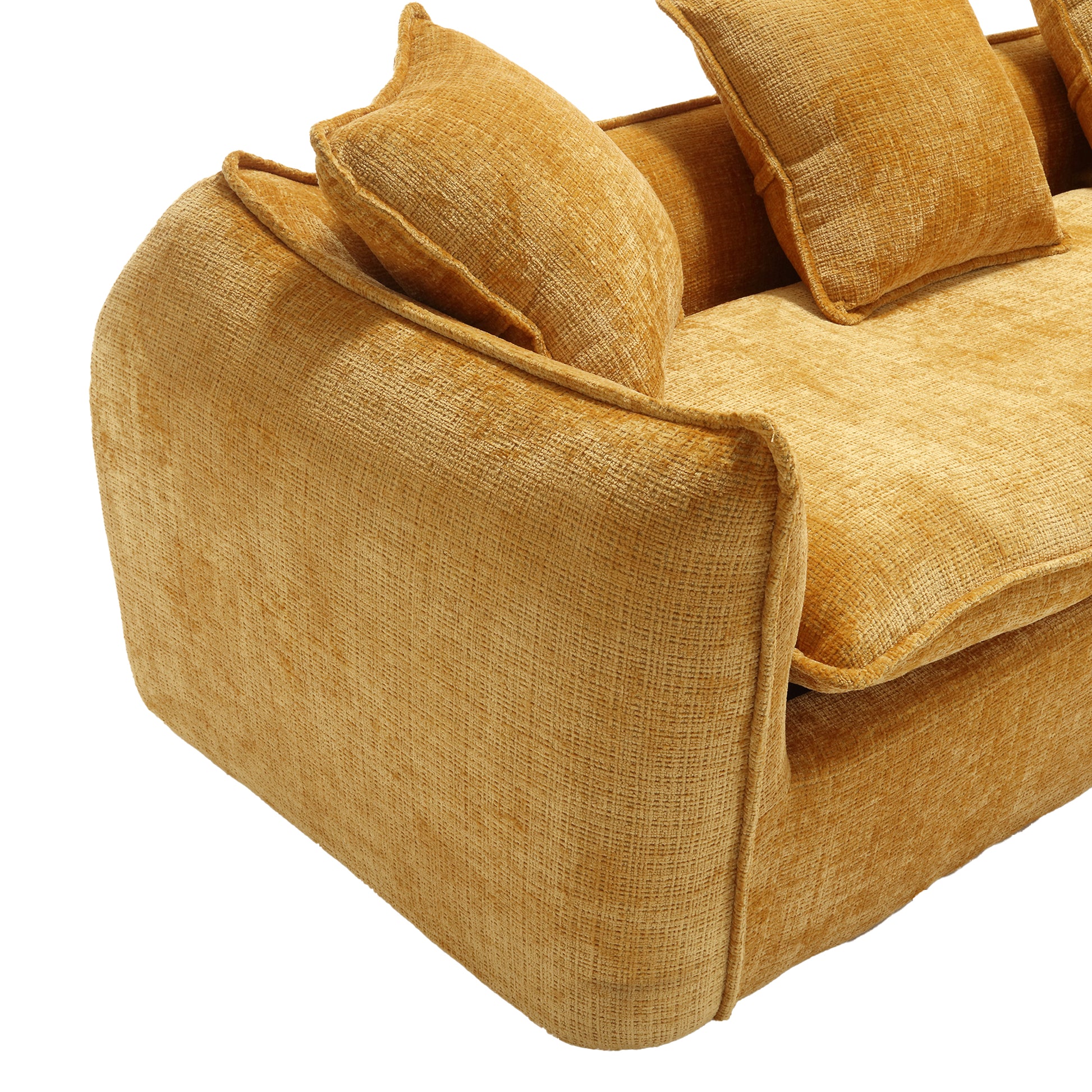 Modular Sectional Sofa, U Shaped Couch With Sofa For Five & Pillows, Modern Minimalist Chenille Fabric Large Comfy Cloud Sofas, Living Room Furniture Sets Mustard Yellow Chenille 5 Seat