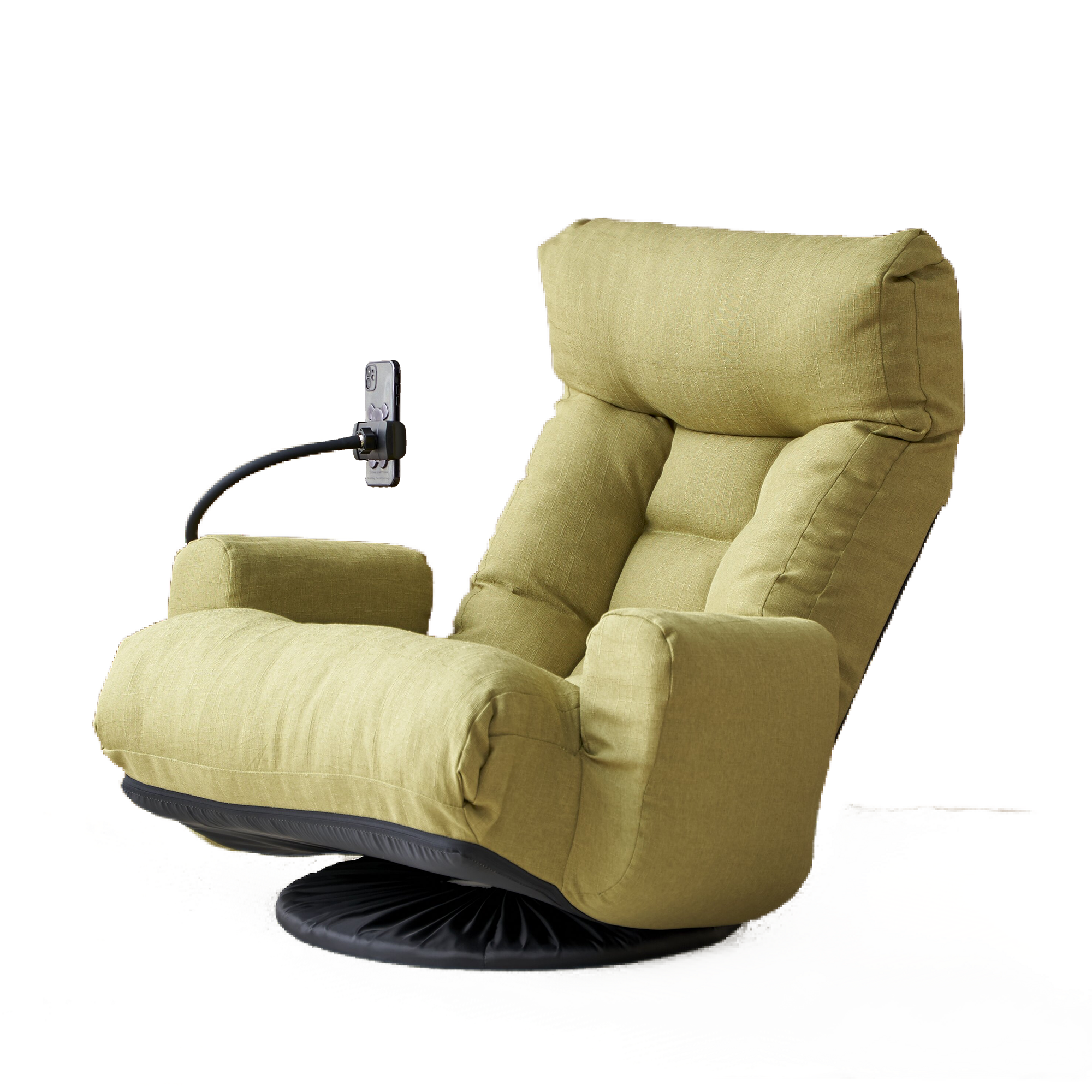 Adjustable Head And Waist, Game Chair, Lounge Chair In The Living Room, 360 Degree Rotatable Sofa Chair,Rotatable Seat Leisure Chair Deck Chair Green Metal Soft Cotton Metal