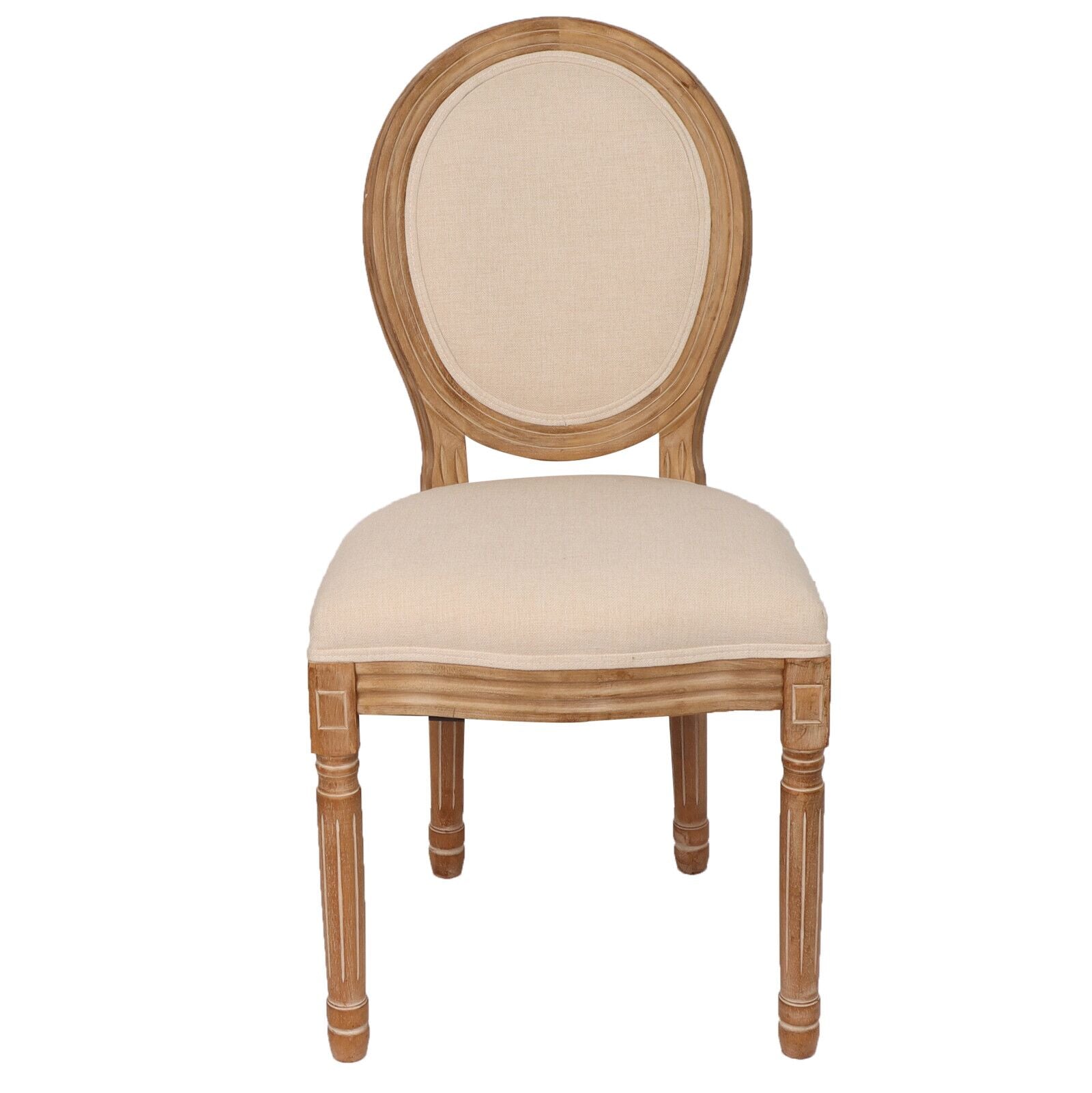 French Country Dining Chairs With Round Back Set Of 2, Upholstered, Solid Wood Legs, Accent Side Chairs For Living Room, Wedding Event Cream Cushion Cream Light Brown Dining Room Round Modern Banquet Chair Rubberwood Cotton Linen Rubber Wood