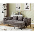 Arrived L Shaped Sectional Sofaconvertible Storage Ottoman,Chenille ,Square Arm, Modern Tufted Couch ,3 Seater, And Nailhead, Dark Gray Dark Gray Polyester Wood Primary Living Space Medium Soft Tufted Back Modern Square Arms Metal & Wood 4 Seat