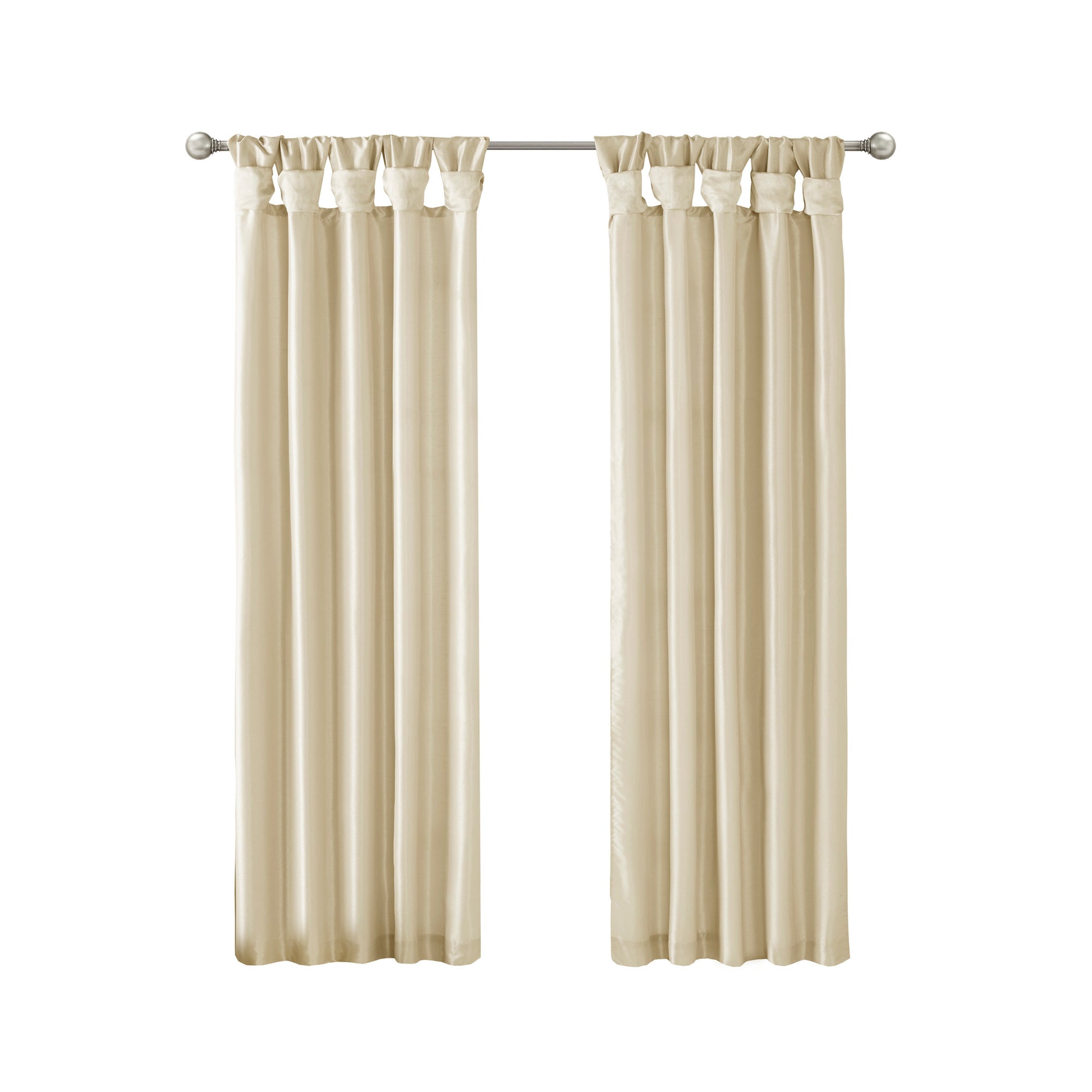 Twist Tab Lined Window Curtain Panel Champagne 50X95" Champagne Polyester