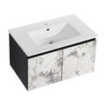 30'' Floating Wall Mounted Bathroom Vanity With Ceramics Sink & Soft Close Cabinet Door, Kd Package Black Bathroom Modern Plywood