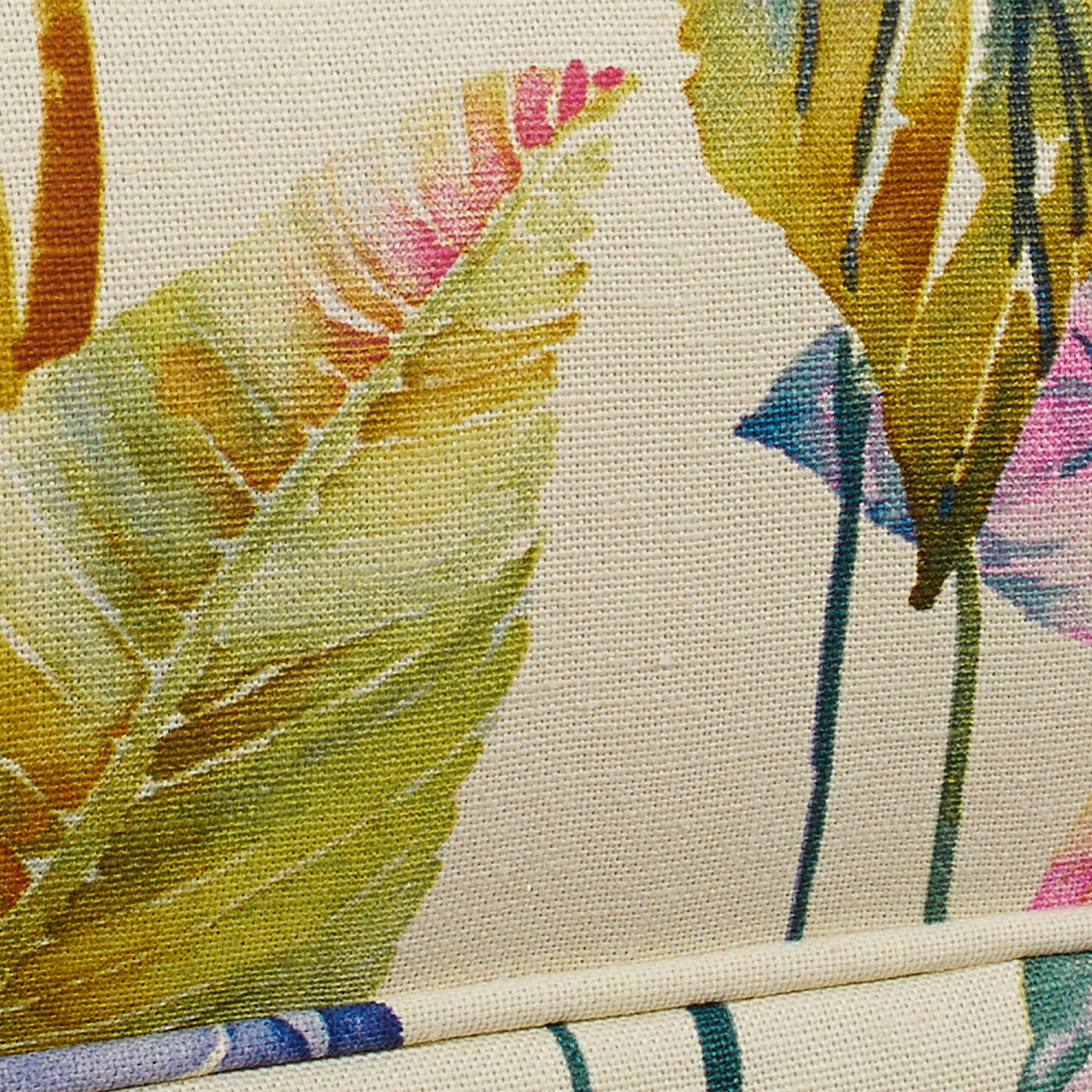 Paradise Upholstered Arm Chair, Off White Floral Printed On Cotton Beige Foam Fabric