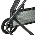 Outsunny Wicker Outdoor Chaise Lounge, 5 Level Adjustable Backrest Pe Rattan Pool Lounge Chair With Wheels, Cushion & Headrest, Mixed Gray And Charcoal Gray Gray Rattan Metal