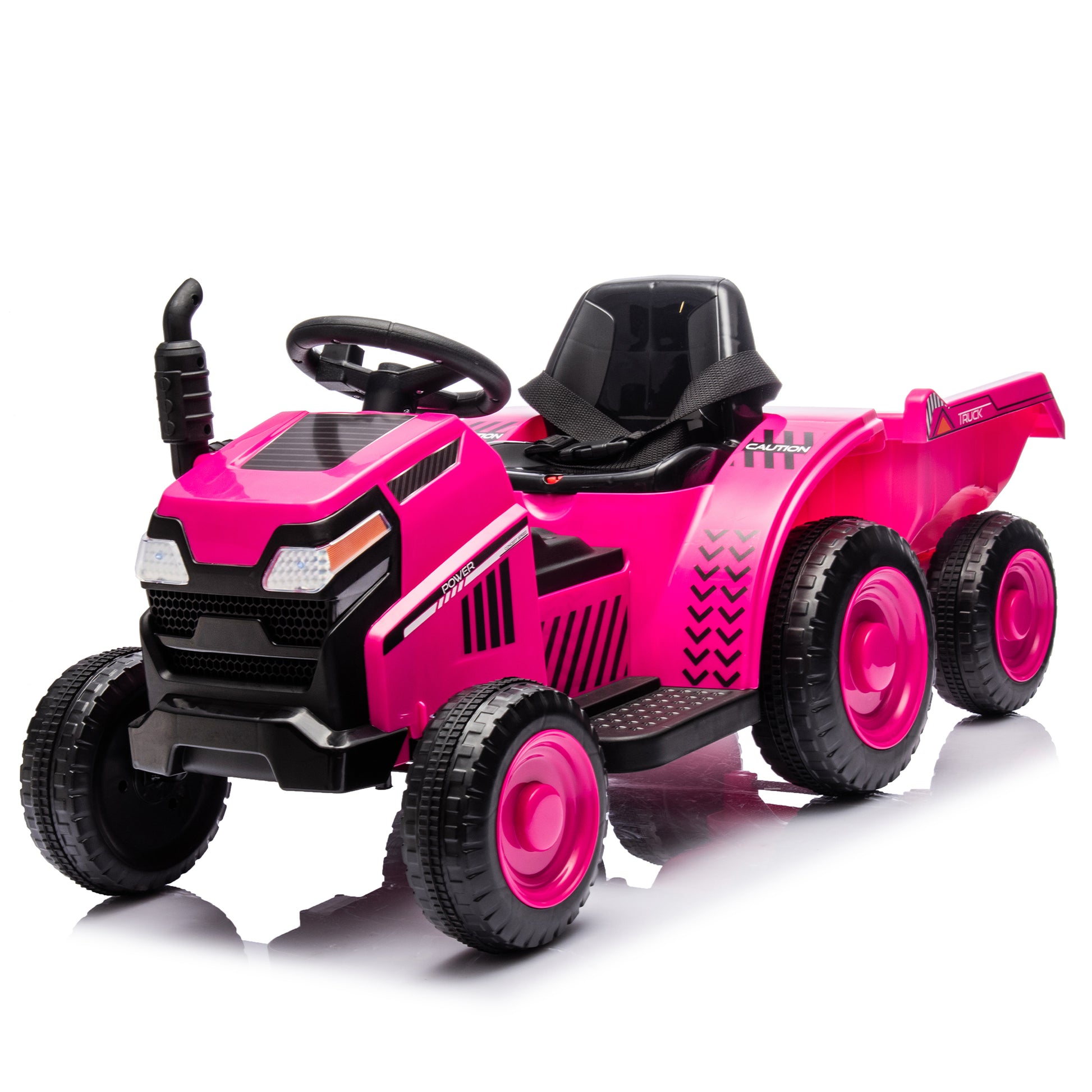 12V Kids Ride On Electric Tractor Black Knight,Kids Ride On Toy.2Wd,Non Skid Tires, Steering Wheel, Foot Pedal,With Removable Storage Tug,Light,Bluetooth,Music,Mp3,Usb,Power Display For Kids Aged 2 3. Rose Red 50 99 Lbs Polypropylene