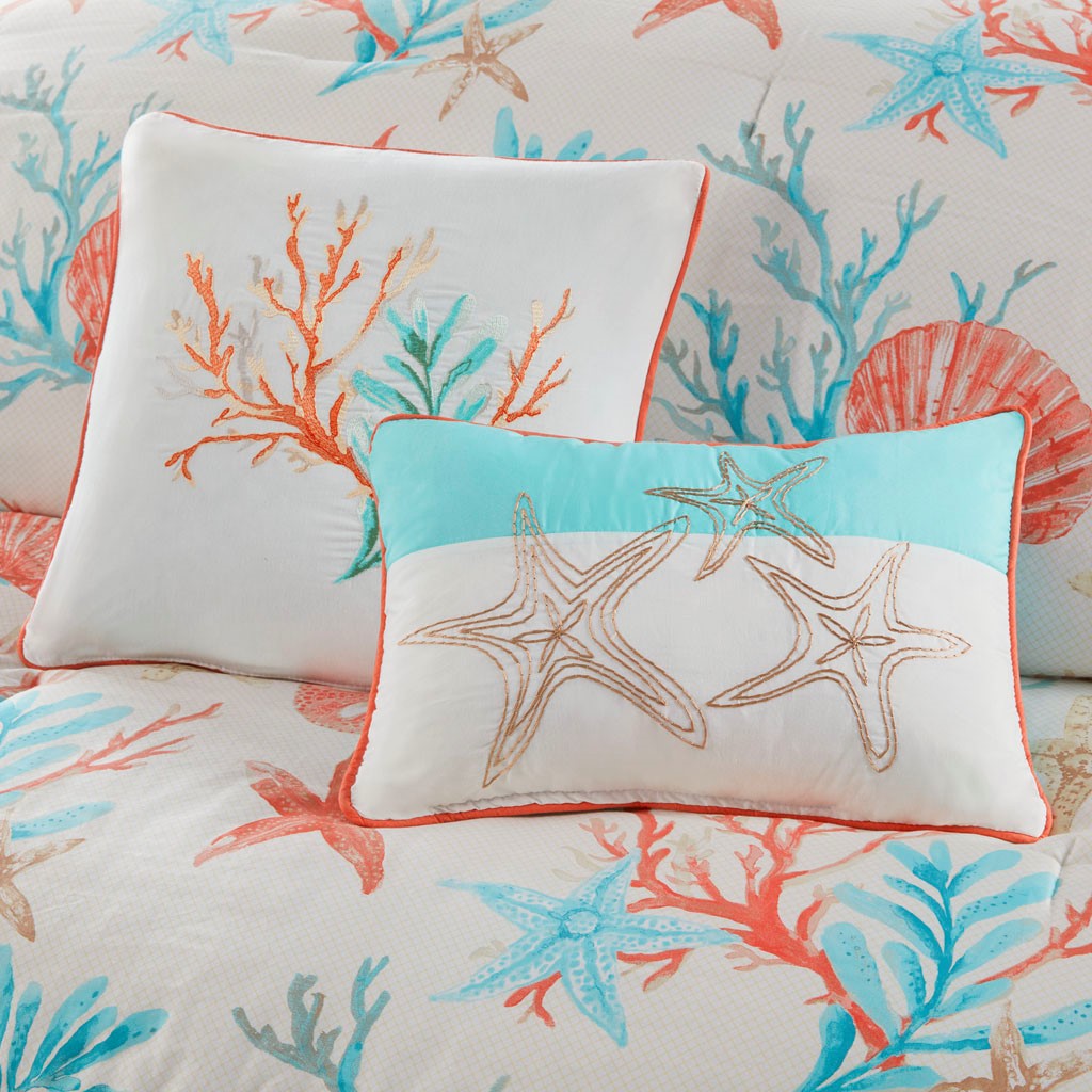 7 Piece Cotton Sateen Comforter Set Coral Cal King California King Coral Cotton